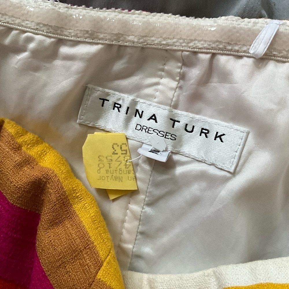 Trina Turk Y2K Rainbow Stripe Strapless Fit & Flare Dress Sz 2 MSRP $189 - Picture 7 of 13